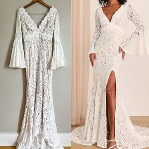 NWOT Duchess Ivory Lace Bell Sleeve Maxi Dress